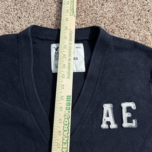 American Eagle Sweater Large AE 77 Cardigan Wool Blend Patch Pocket Y2K - Picture 7 of 9